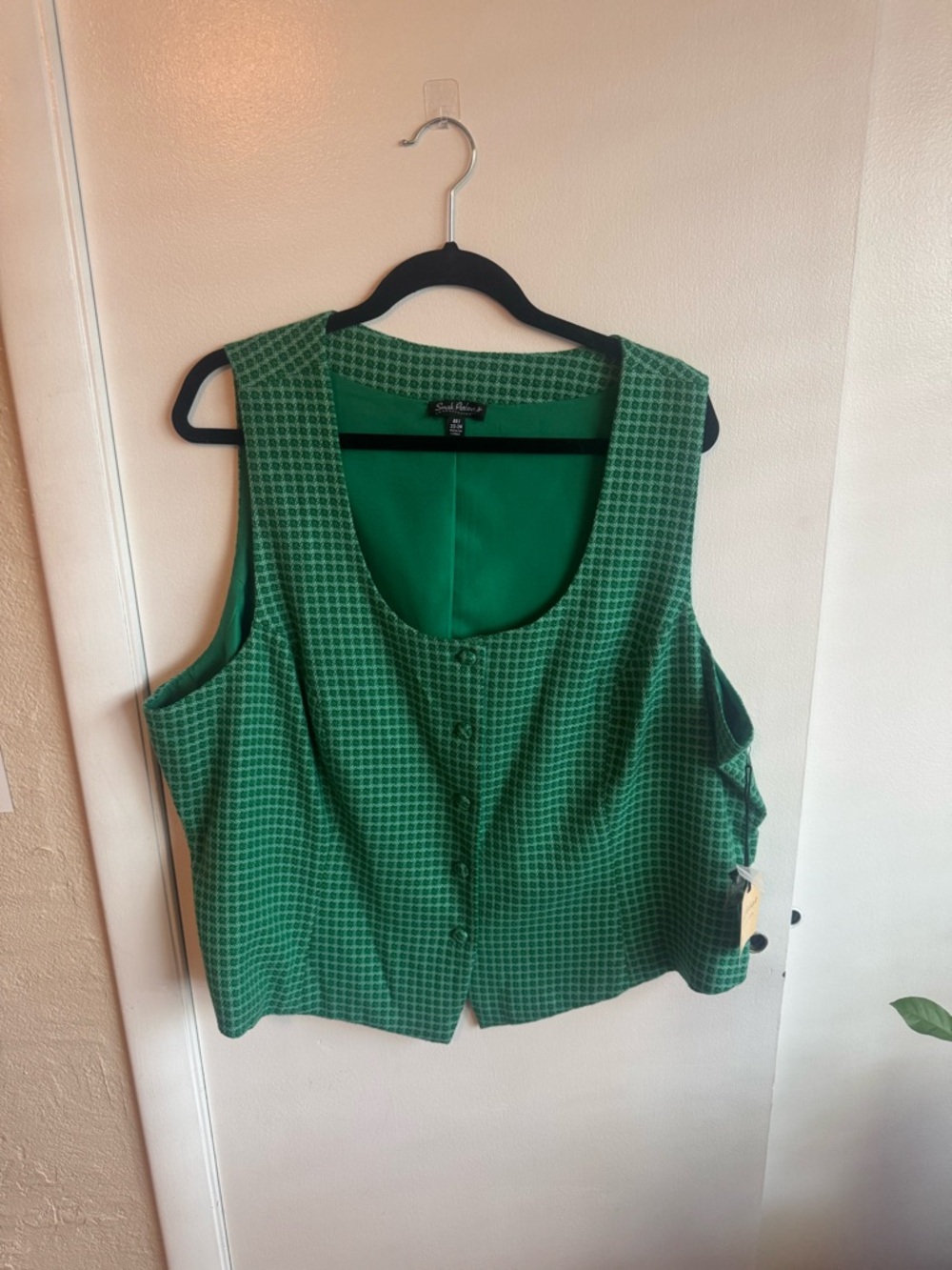 Sleeveless Button-Front Vest Top in Green by Good Works
